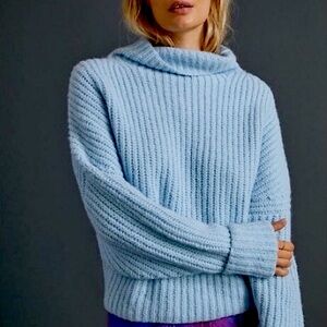 Anthropologie Maeve Athena Cowl Neck Sweater Size Small in Sky Blue NWT